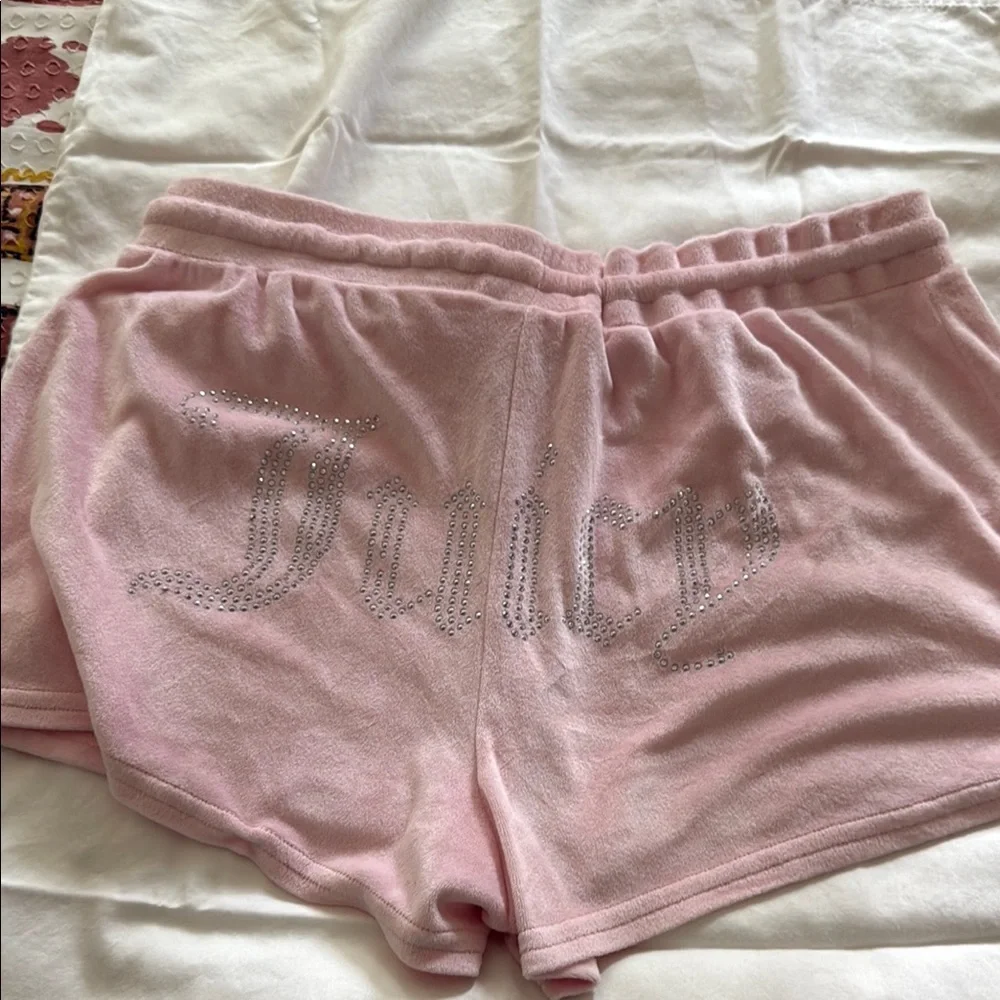 Pink Velour Drawstring Shorts - Picture 4 of 5